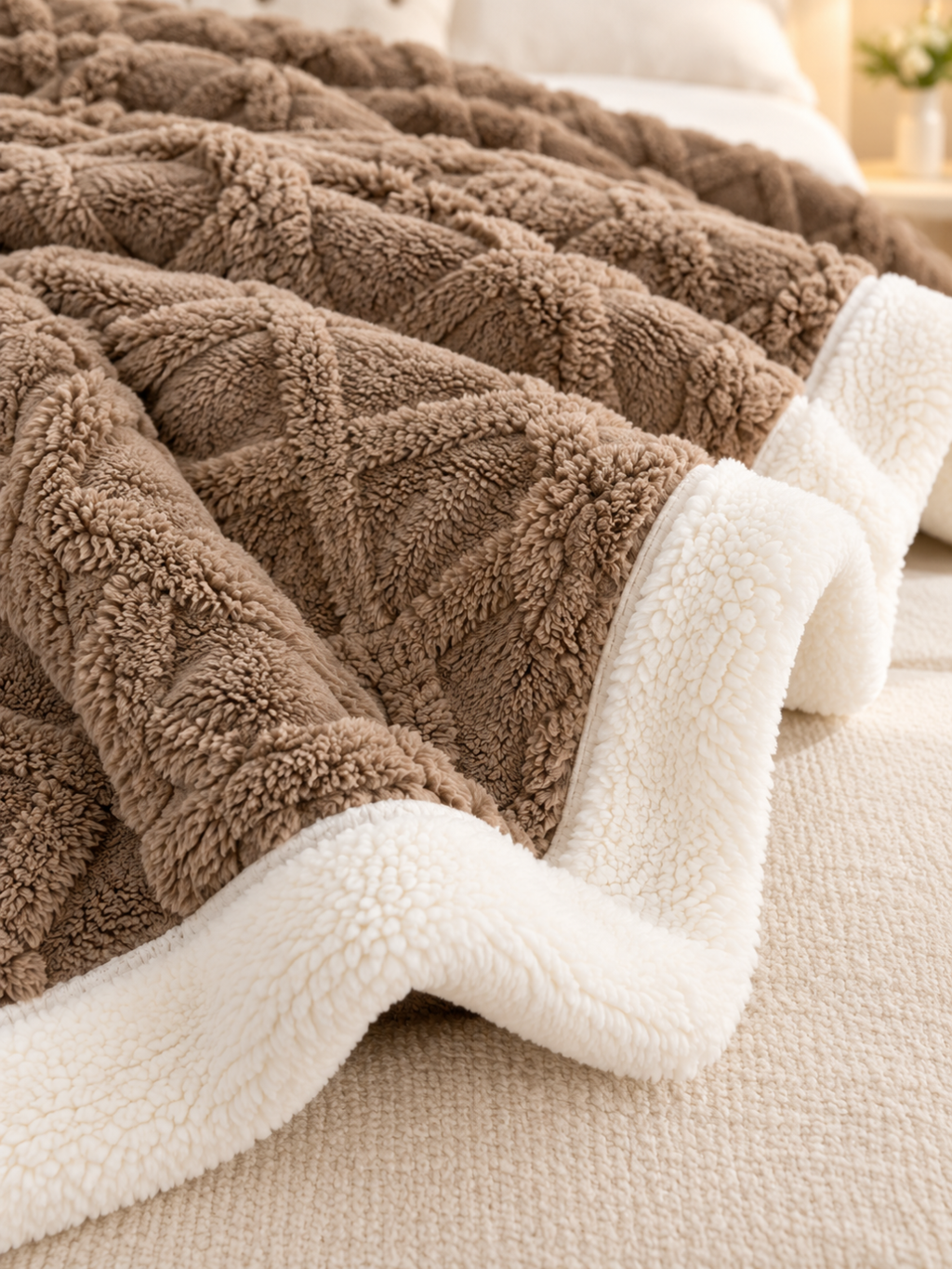 Sherpa Coral Fleece Throw Blanket