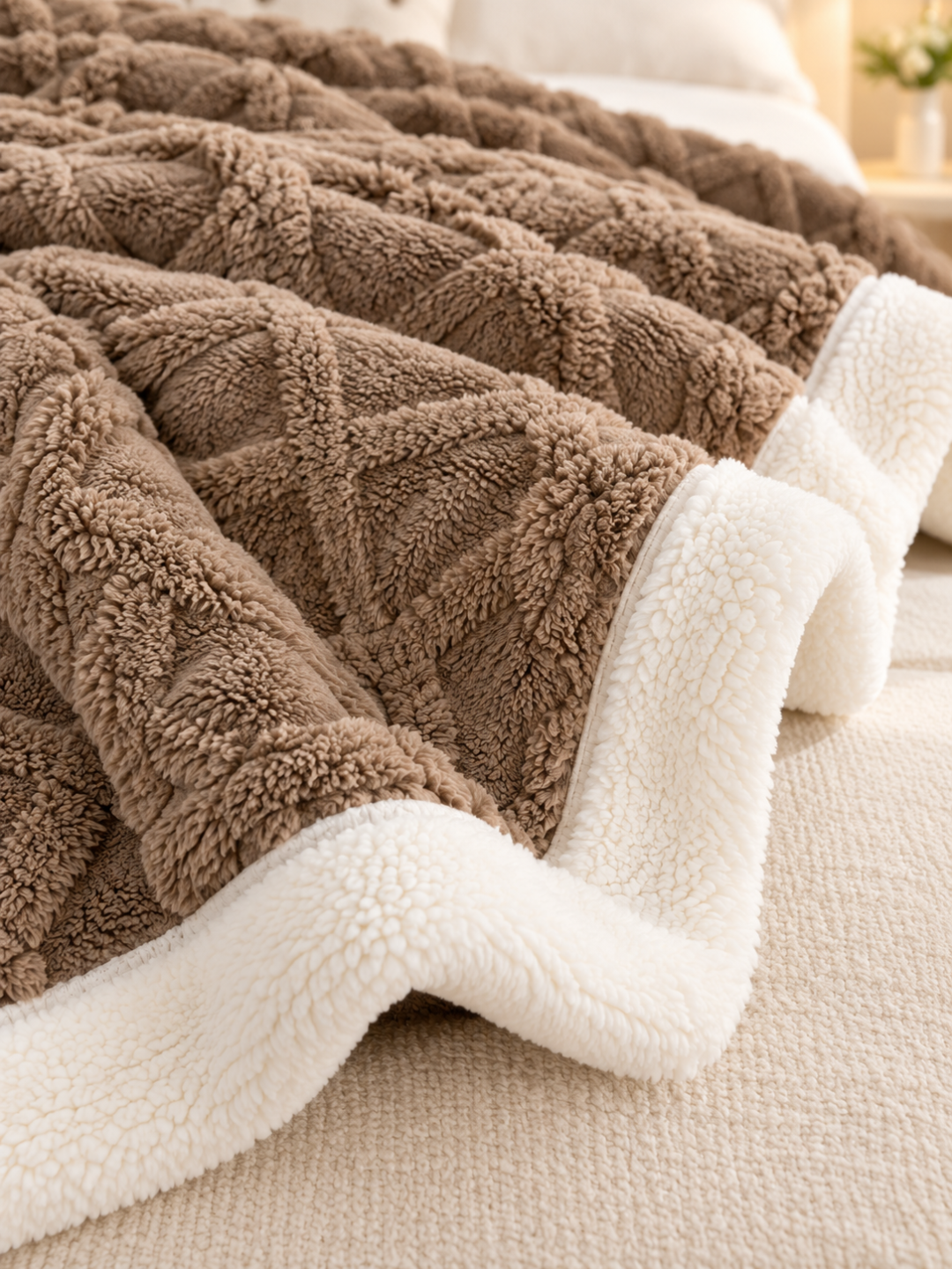 Sherpa Coral Fleece Throw Blanket