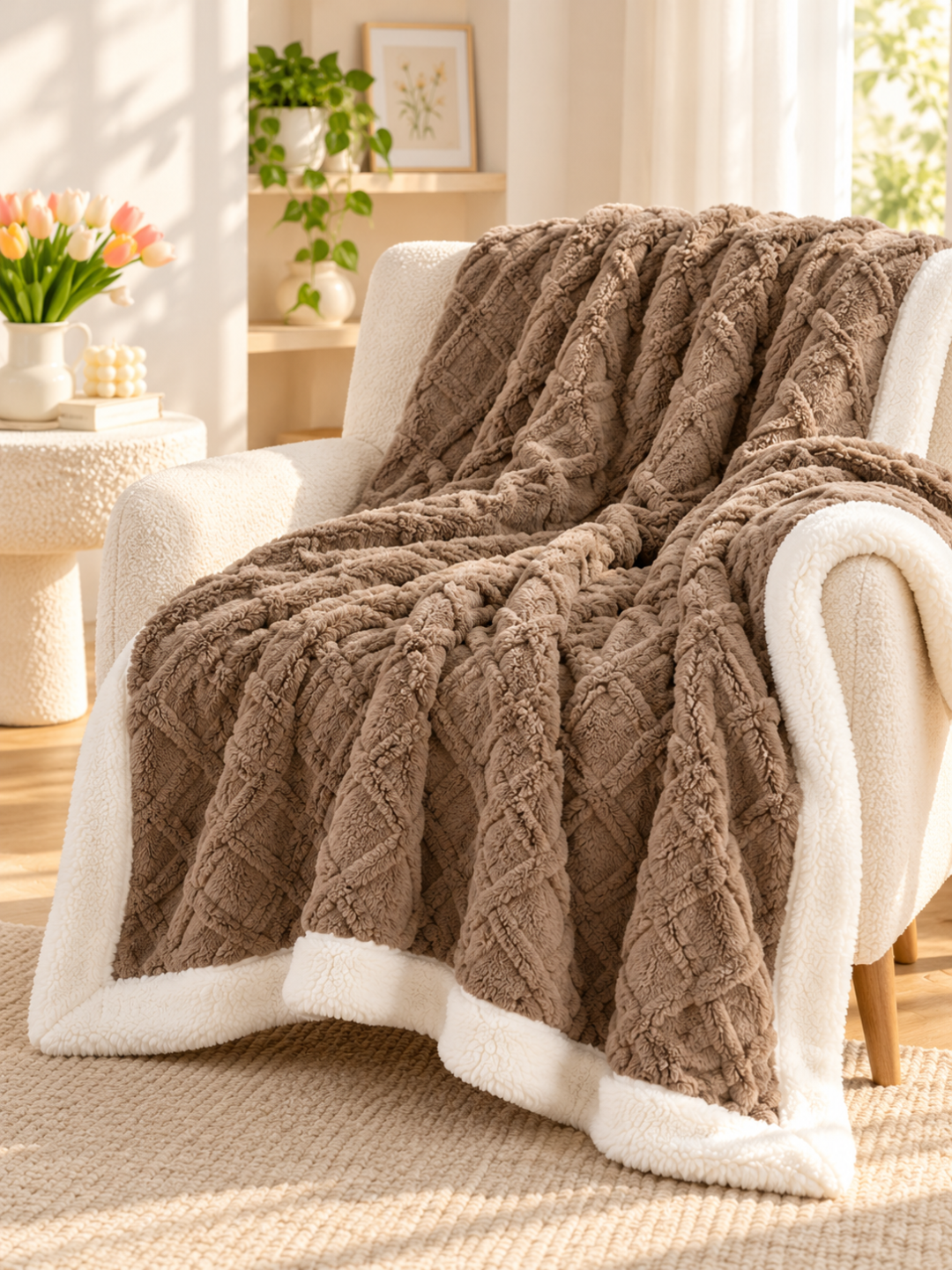 Sherpa Coral Fleece Throw Blanket