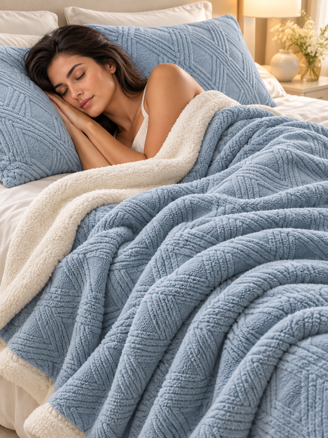 Coral Fleece Striped Throw Blanket