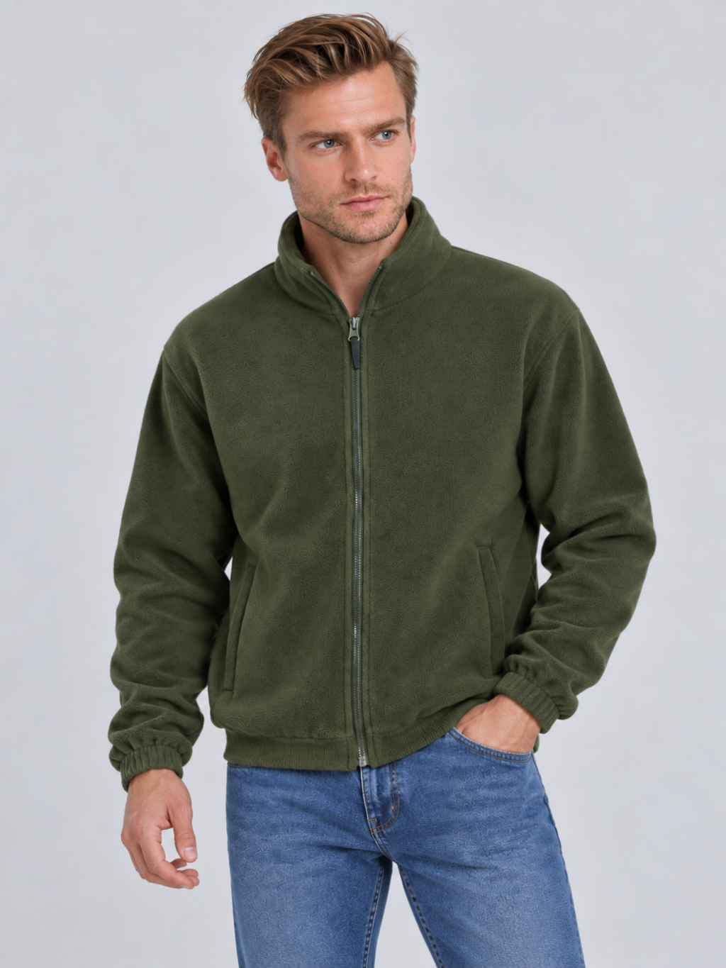 Men's Full-Zip Stand Collar Sweatshirt Jacket