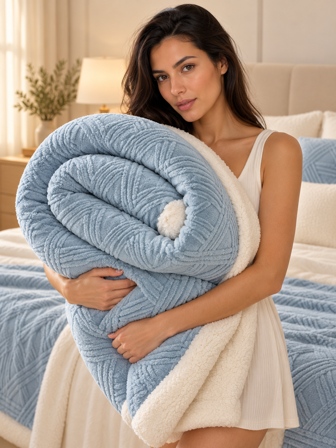 Coral Fleece Striped Throw Blanket