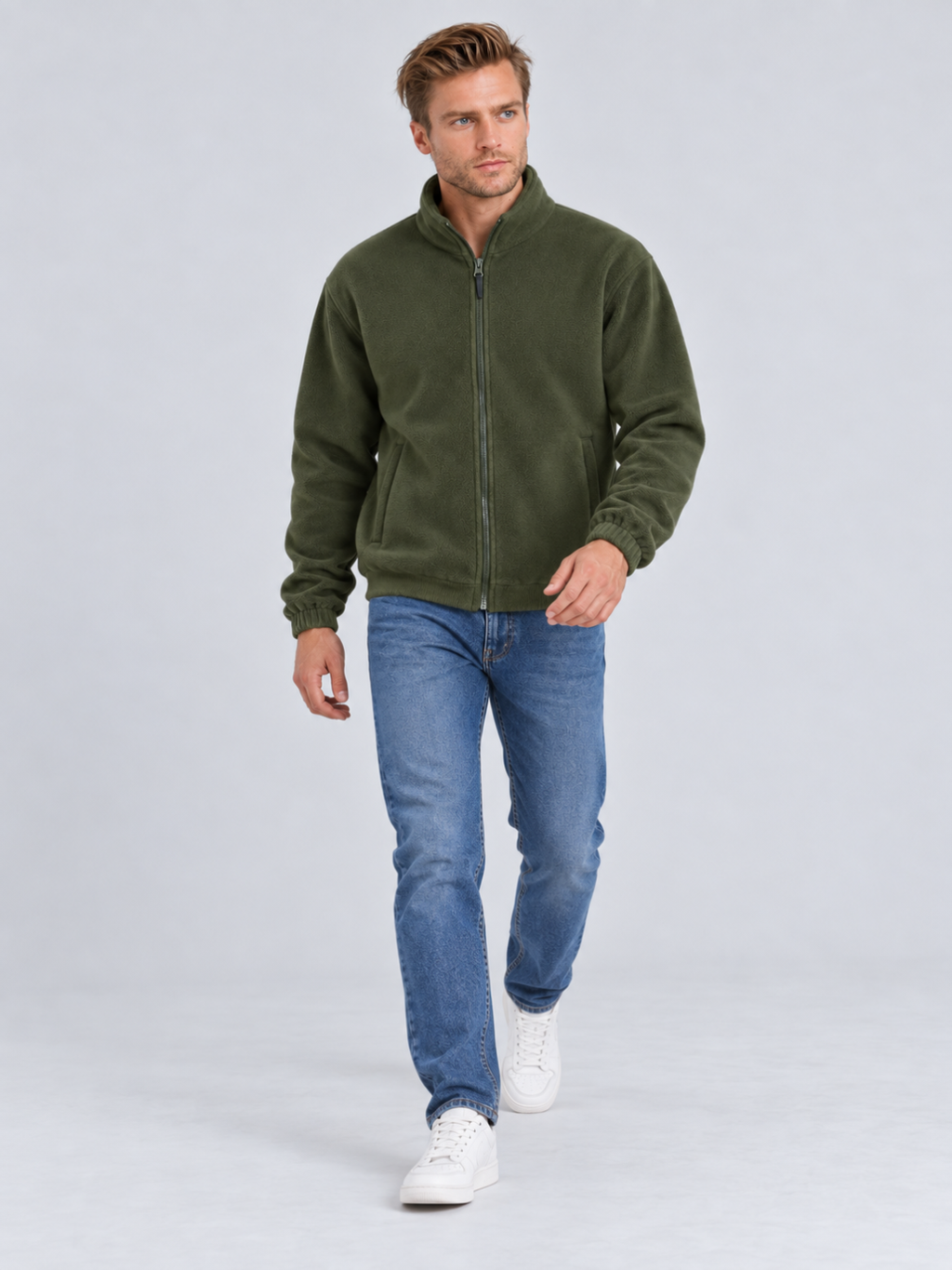 Men's Full-Zip Stand Collar Sweatshirt Jacket