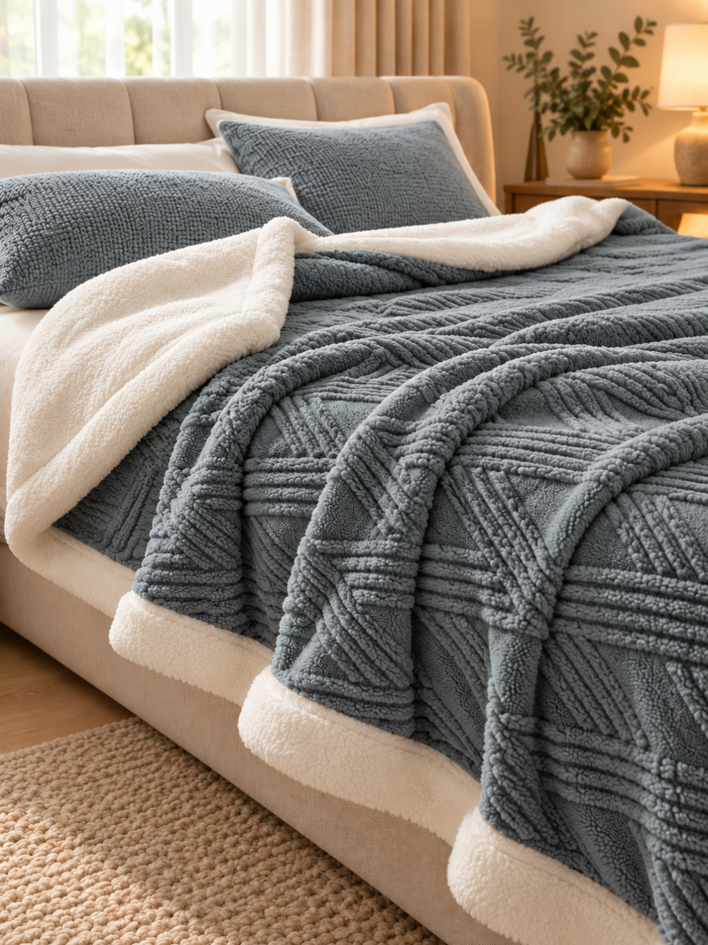 Coral Fleece Striped Throw Blanket