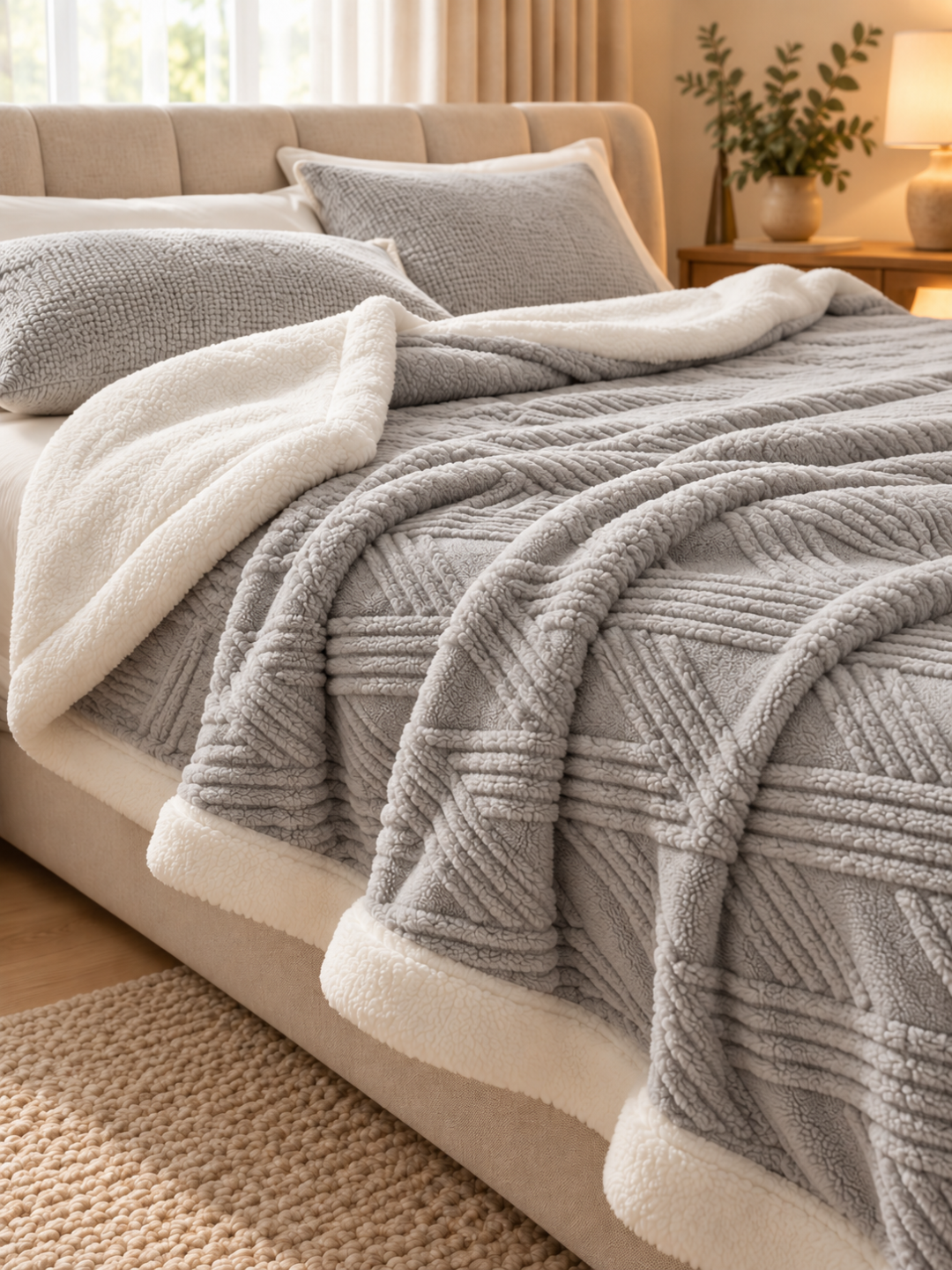 Coral Fleece Striped Throw Blanket