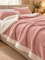 Coral Fleece Striped Throw Blanket