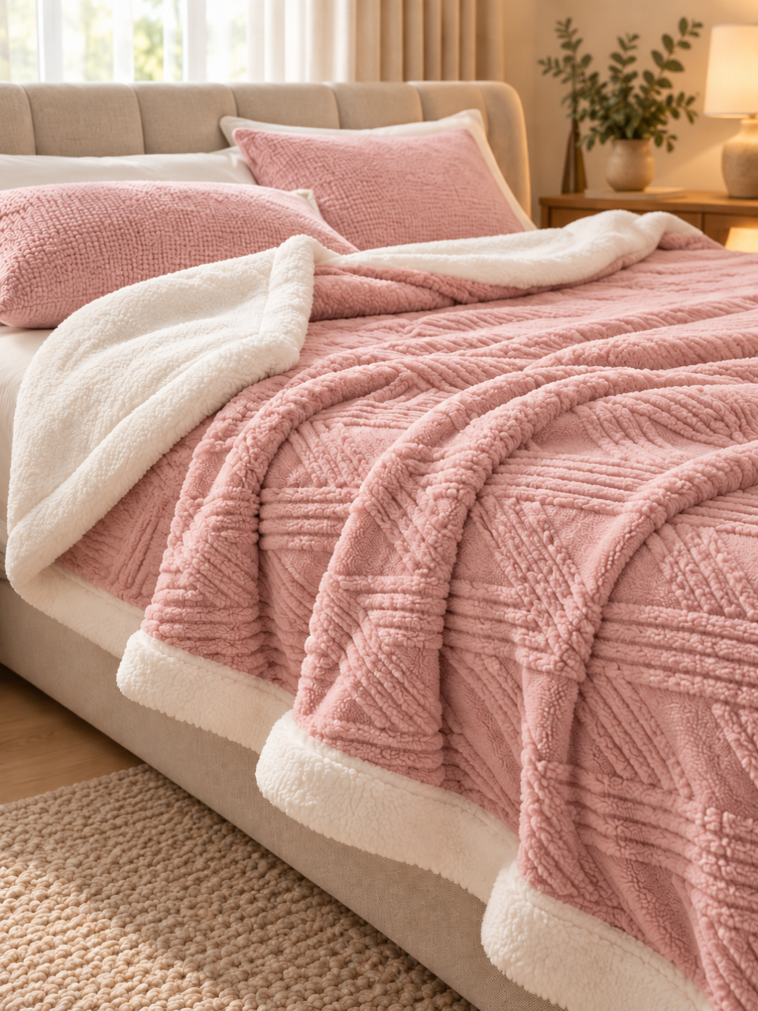 Coral Fleece Striped Throw Blanket