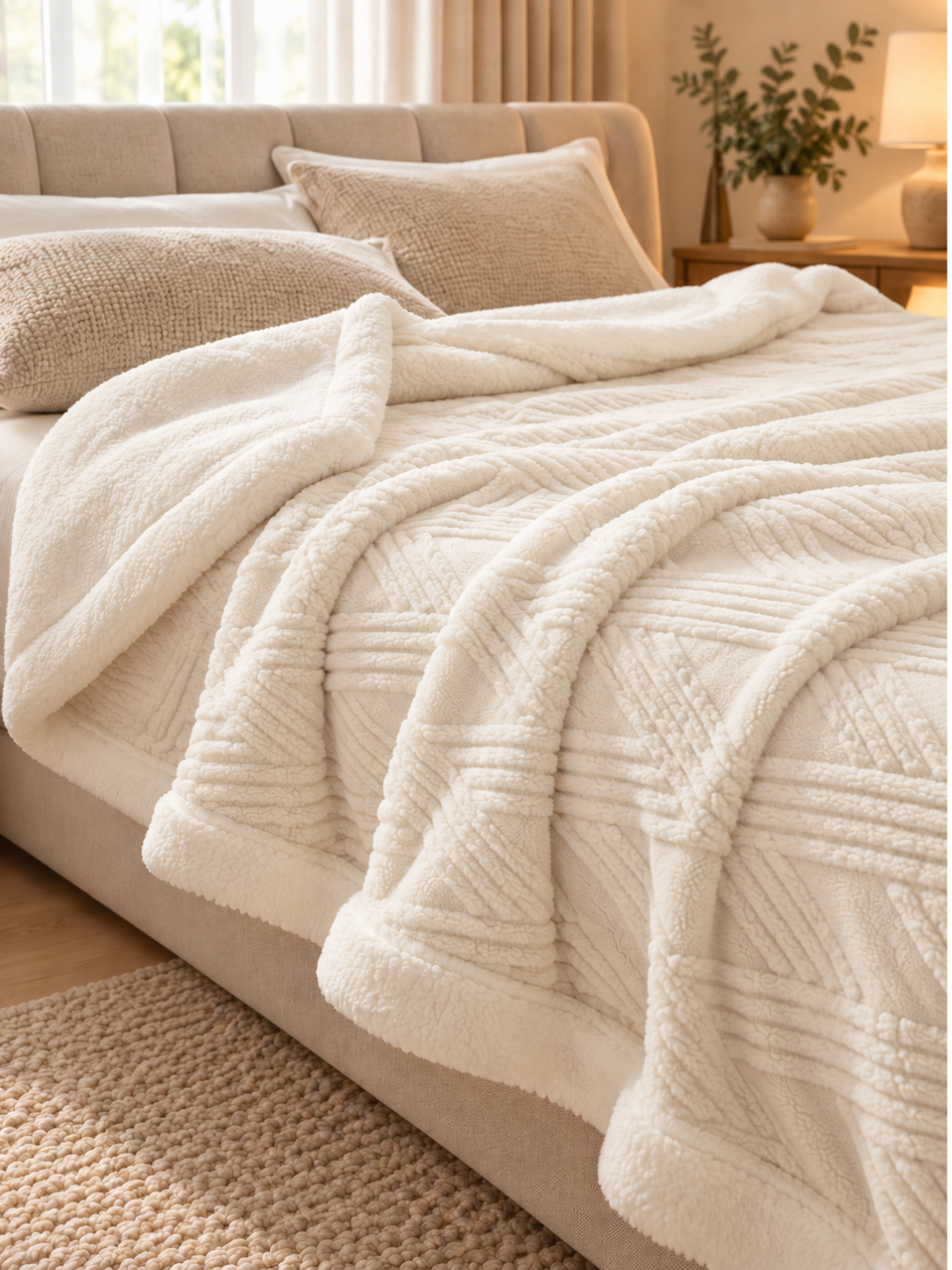 Coral Fleece Striped Throw Blanket