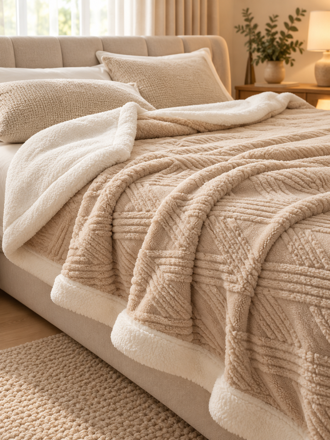 Coral Fleece Striped Throw Blanket