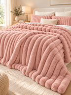 Flannel Fleece Striped Throw Blanket