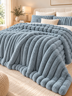 Flannel Fleece Striped Throw Blanket