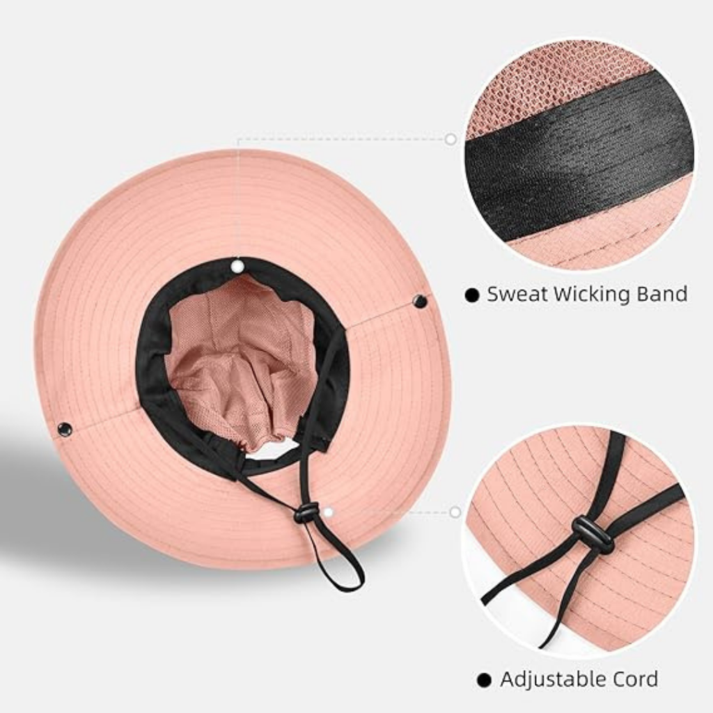 Women's Wide Brim Sun Hat — UPF50+, Ponytail Hole, Adjustable