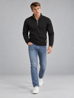 Men's Quarter-Zip Polo Neck Knitted Jumper