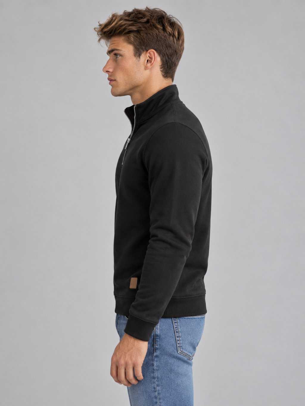 Men's Quarter-Zip Polo Neck Knitted Jumper