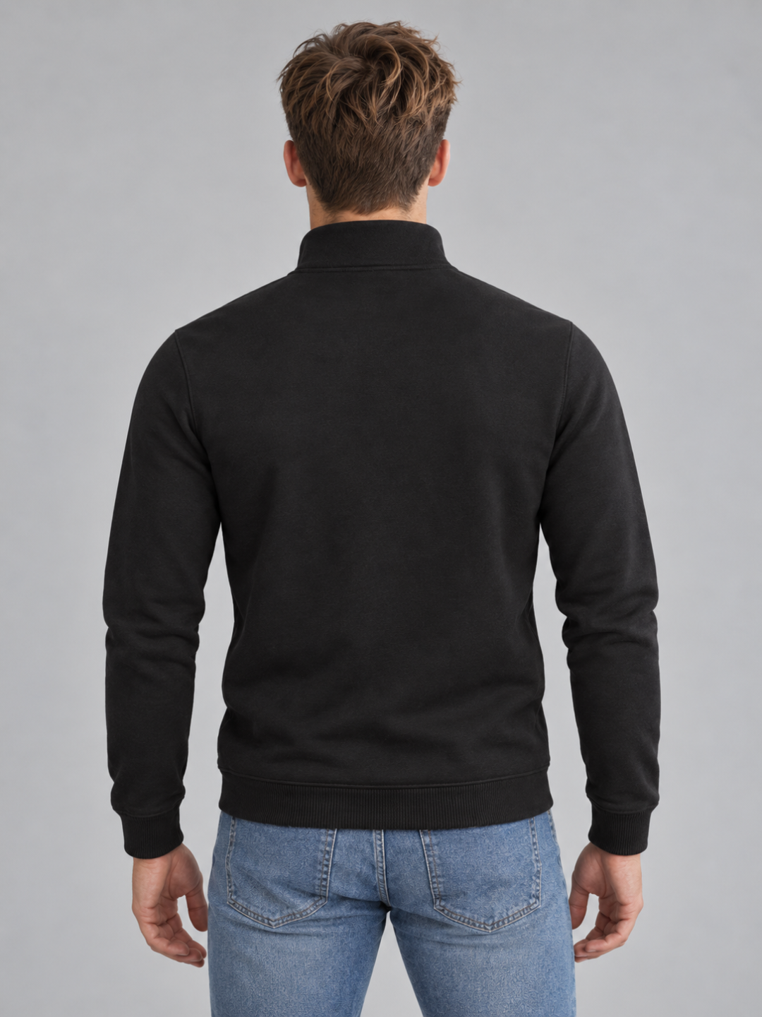 Men's Quarter-Zip Polo Neck Knitted Jumper