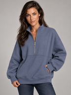 Women's Oversized Half-Zip Fleece Hoodie