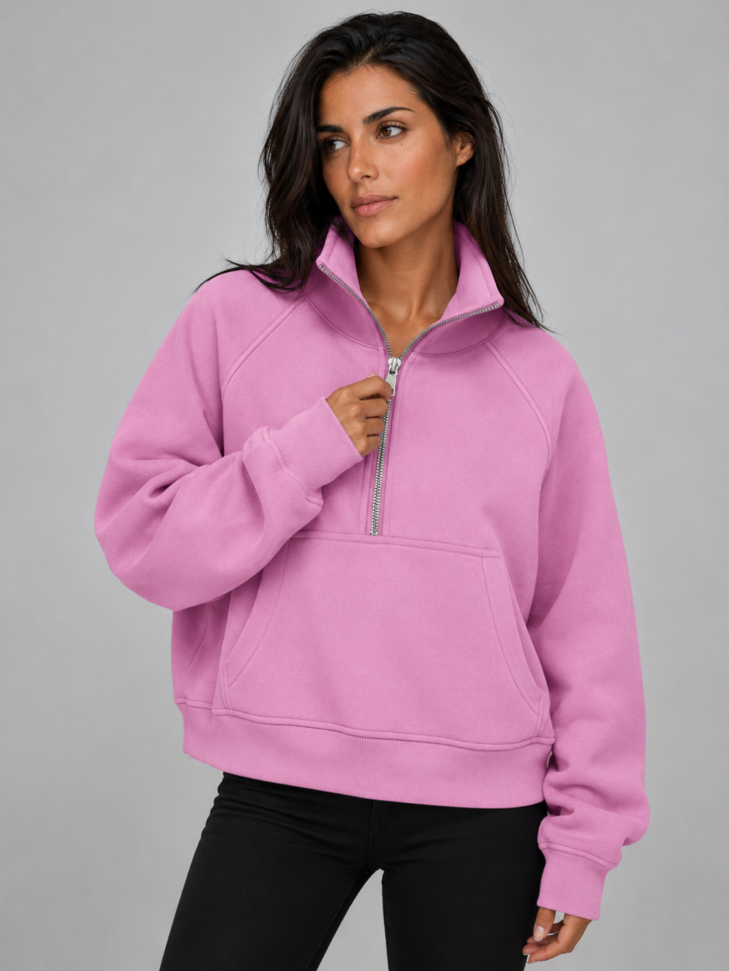 Women's Half-Zip Fleece Pullover Hoodie