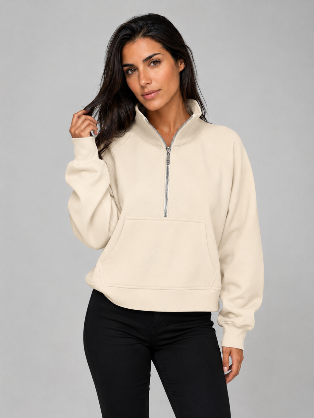 Women's Half-Zip Fleece Pullover Hoodie