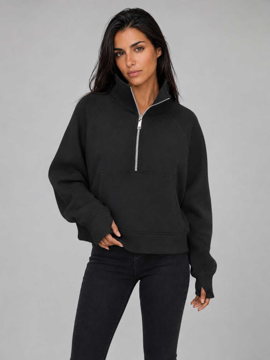 Women's Half-Zip Fleece Pullover Hoodie