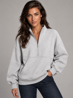Women's Oversized Half-Zip Fleece Hoodie