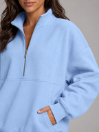 Women's Oversized Half-Zip Fleece Hoodie