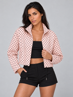 Women's Polka Dot Crop Bomber Jacket