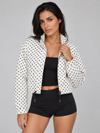 Women's Polka Dot Crop Bomber Jacket