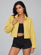 Women's Polka Dot Crop Bomber Jacket
