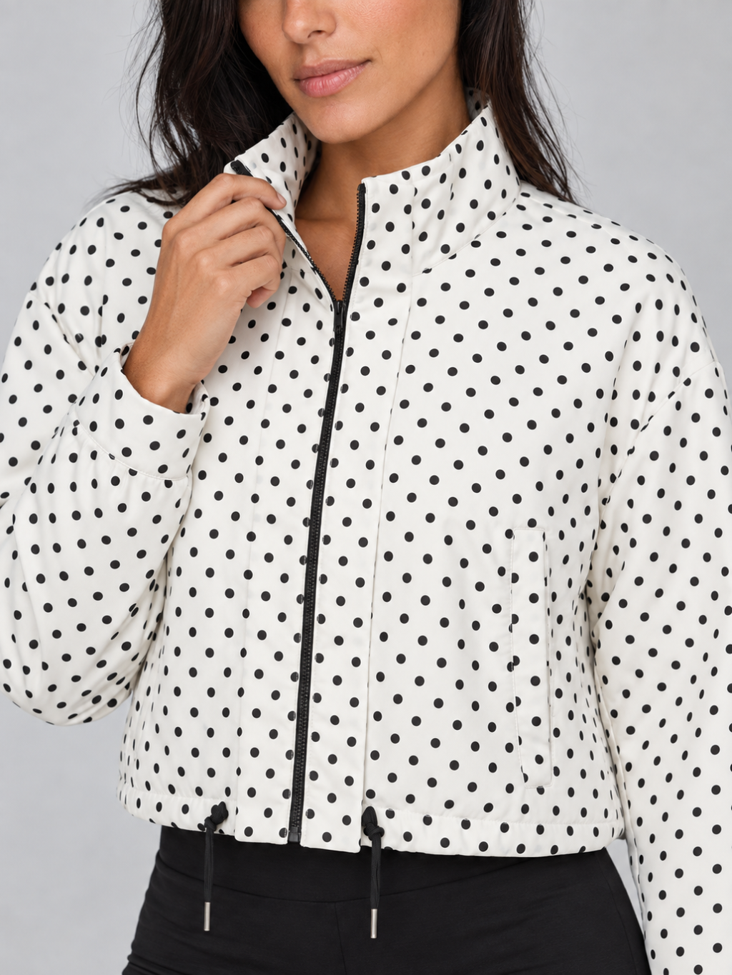 Women's Polka Dot Crop Bomber Jacket