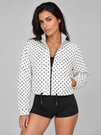 Women's Polka Dot Crop Bomber Jacket