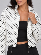 Women's Polka Dot Crop Bomber Jacket