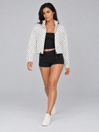 Women's Polka Dot Crop Bomber Jacket