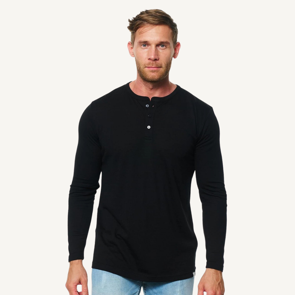 Men's Merino Wool Henley Base Layer
