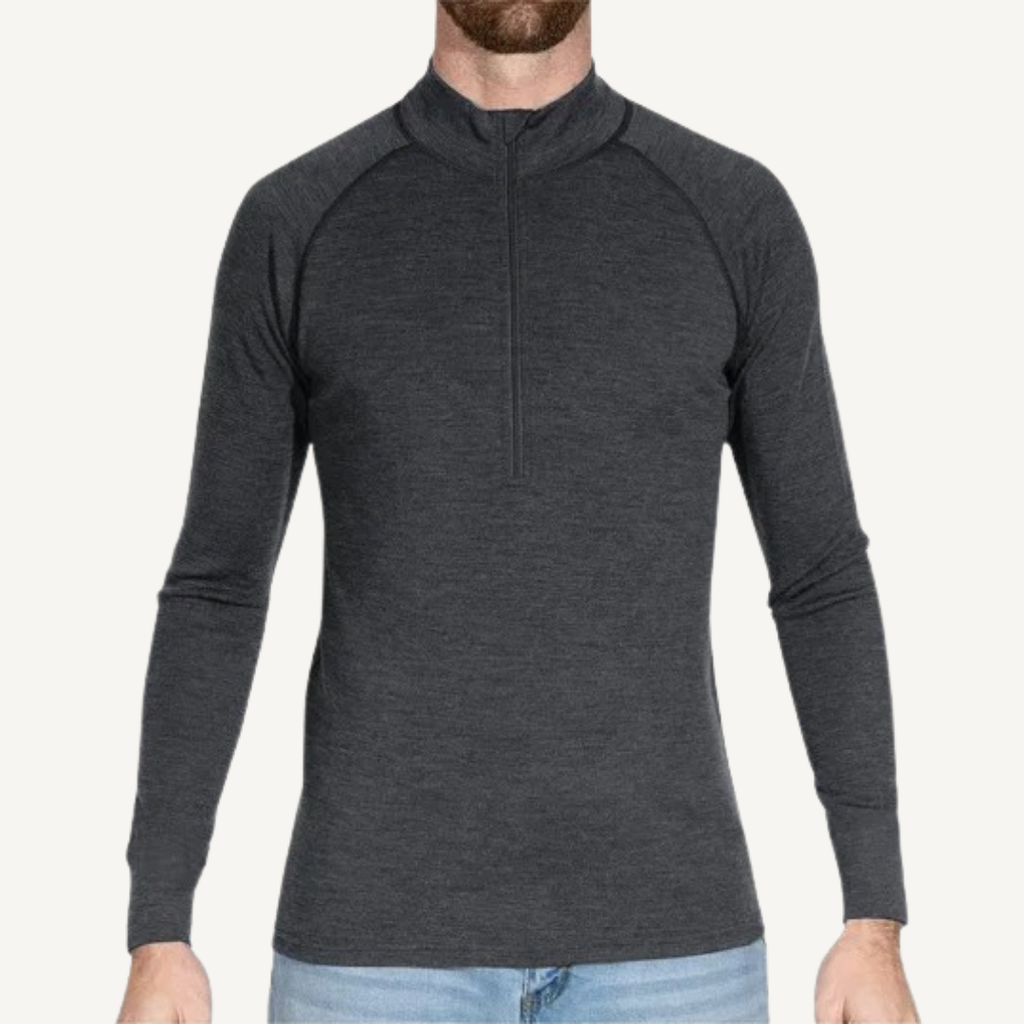 Men's Merino Wool Quarter-Zip Base Layer