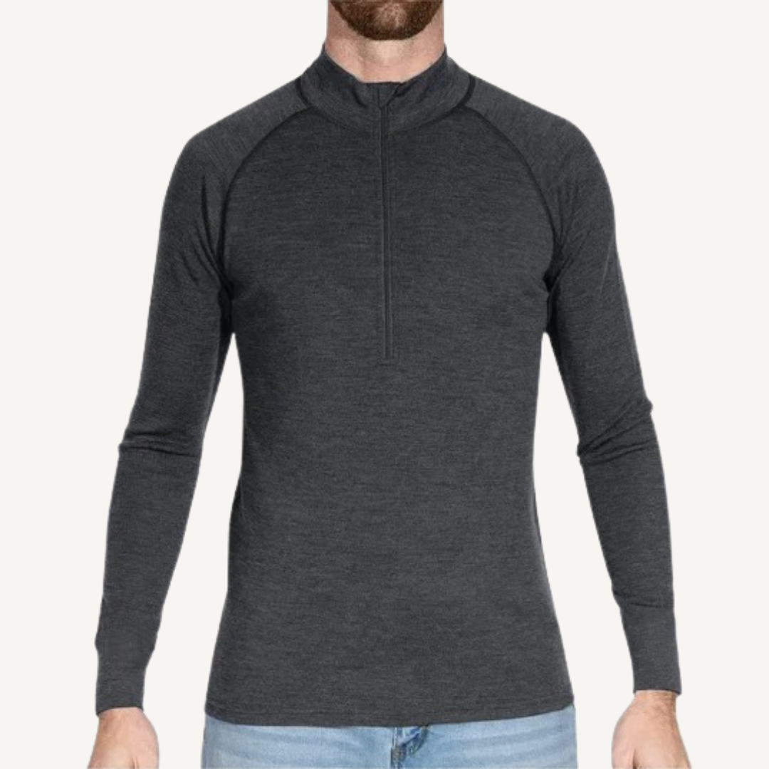 Men's Merino Wool Quarter-Zip Base Layer