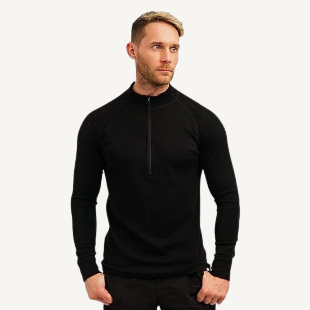 Men's Merino Wool Quarter-Zip Base Layer