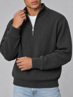 Men's Corduroy Zip Polo Collar Sweatshirt