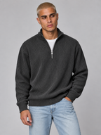 Men's Corduroy Zip Polo Collar Sweatshirt