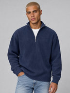 Men's Corduroy Zip Polo Collar Sweatshirt
