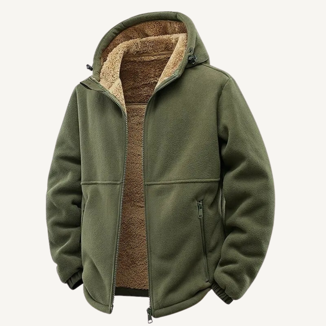 Men's Sherpa-Lined Hooded Fleece Jacket