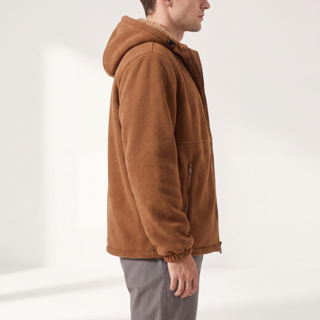 Men's Sherpa-Lined Hooded Fleece Jacket