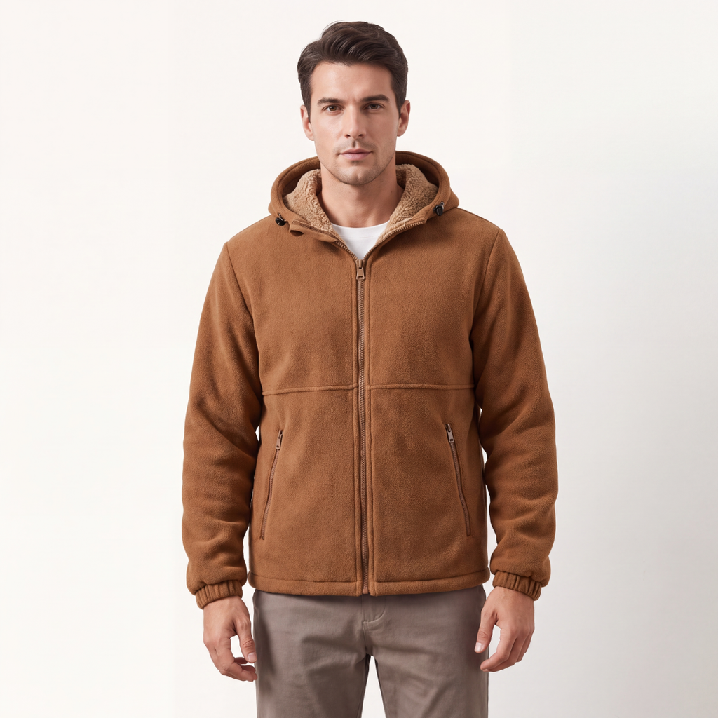 Men's Sherpa-Lined Hooded Fleece Jacket