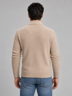 Men's Zip Polo Neck Knitted Jumper