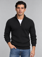 Men's Zip Polo Neck Knitted Jumper