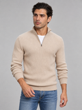 Men's Zip Polo Neck Knitted Jumper