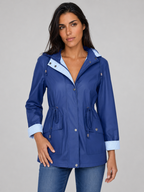 Women's Water-Resistant Hooded Long Jacket