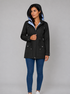 Women's Water-Resistant Hooded Long Jacket