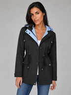Women's Water-Resistant Hooded Long Jacket