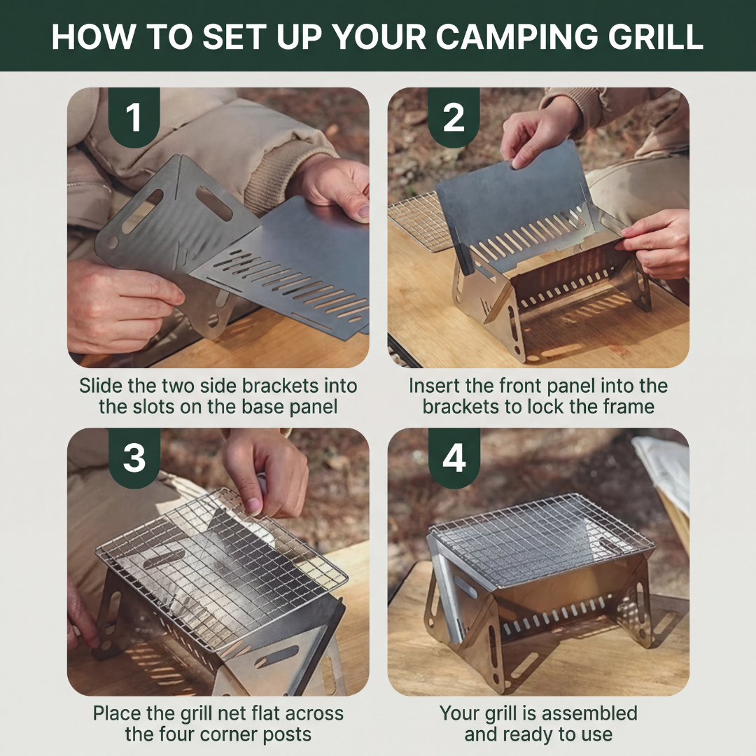 Portable Folding BBQ Grill — Stainless Steel, Small & Large