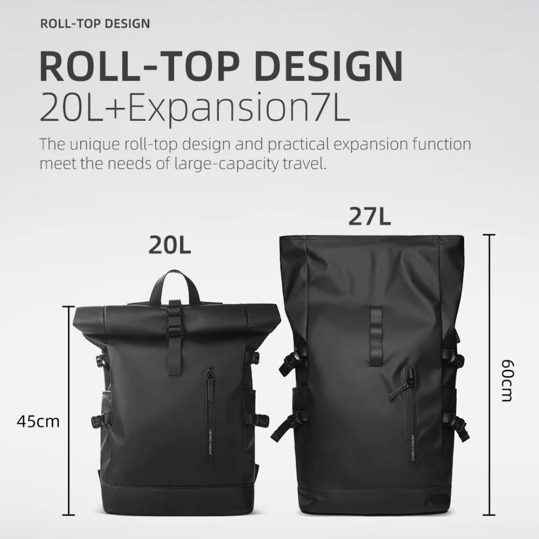 Expandable Roll-Top Travel Backpack